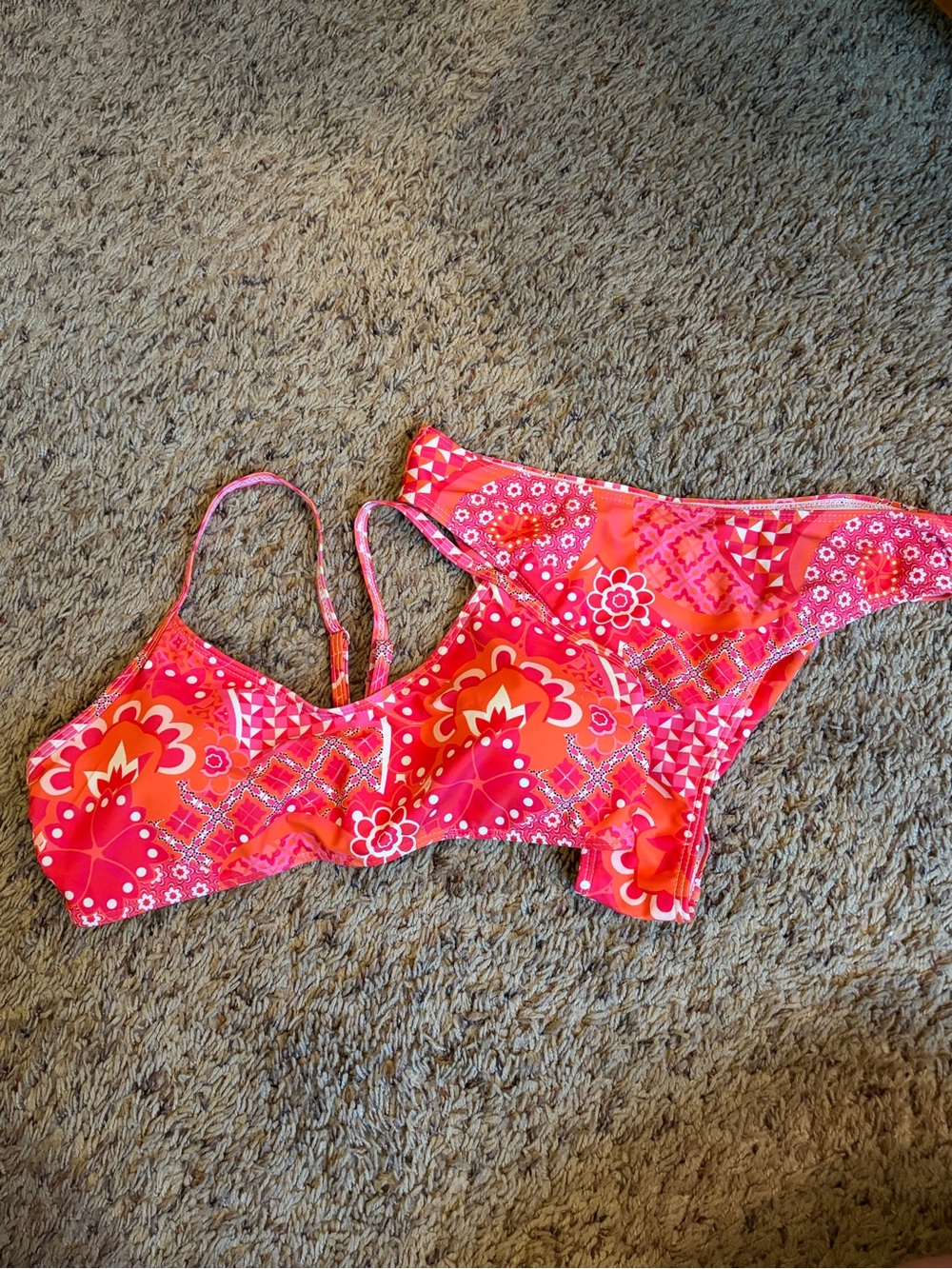 Pink & Orange Floral Pattern Bikini Set